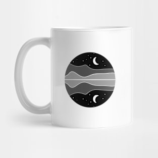 Minimal moonlight river line art Mug